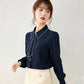 Spring and Autumn Streamer Shirt Inside and Outside Wear Shirt Sweet Puff Sleeve Top Women