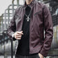 Fashion slim men's youth leather jacket plus velvet thick hooded trendy handsome jacket