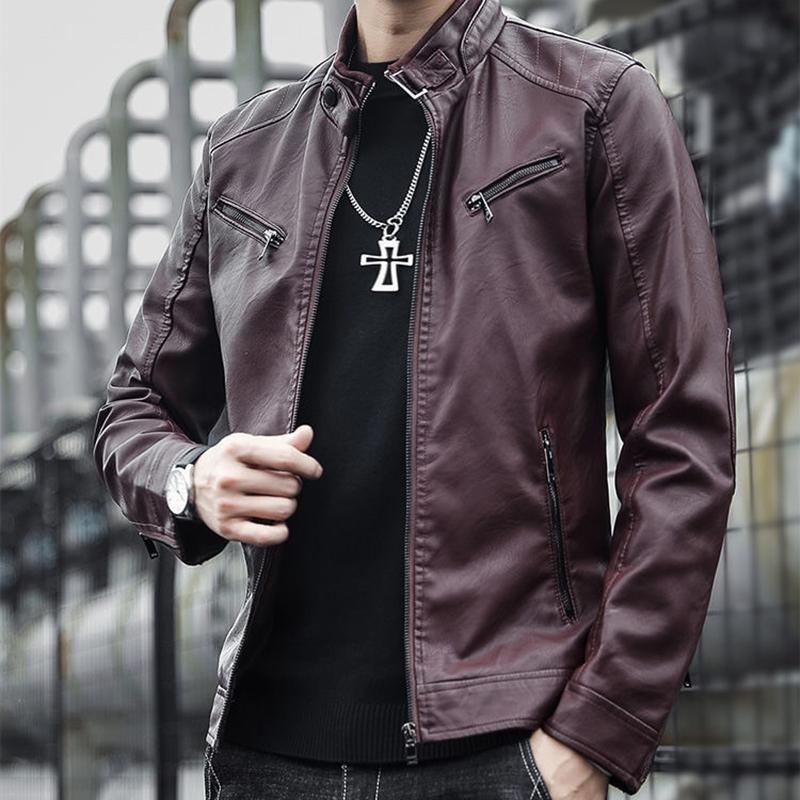 Fashion slim men's youth leather jacket plus velvet thick hooded trendy handsome jacket