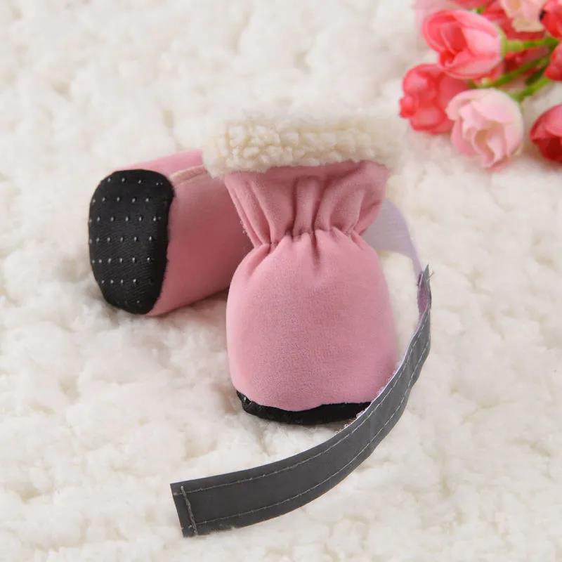 Pet Dog Shoes Set of 4 Teddy Shoe Covers Pet Bichon Rain Boots Puppy Cat Indoor Foot Cover Winter Anti-Skid Comfy Walking Warm Windproof Shoes