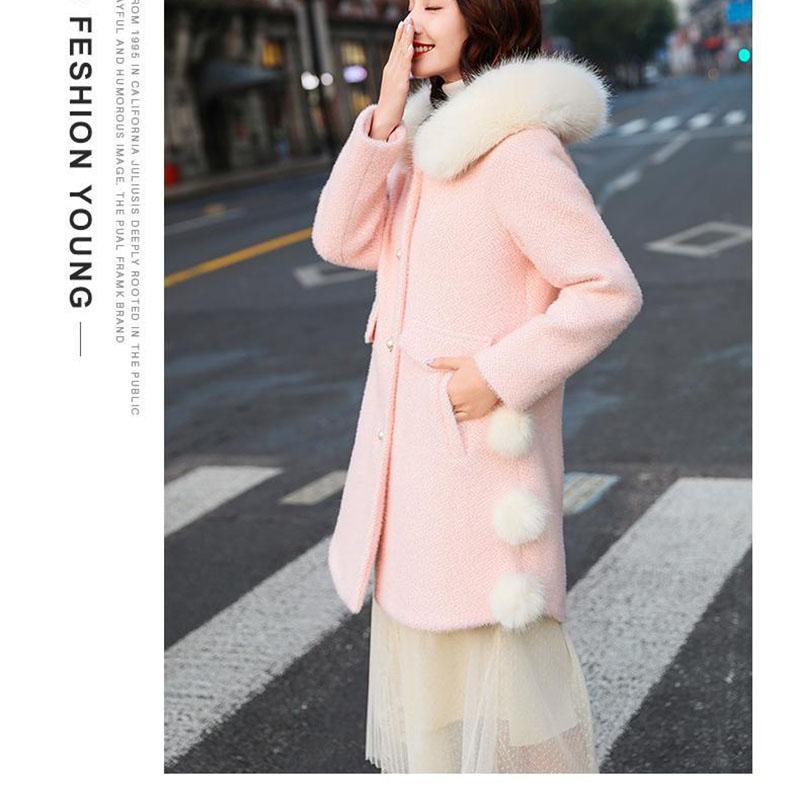 Fashion Women's Woolen Coat Popular Korean Imitation Mink Velvet Gold Mink Mid-length Coat