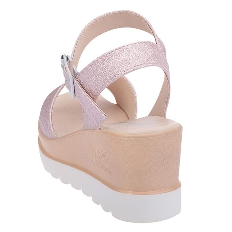 Summer Sandals Women's Platform Platform High-heeled Platform Belt Buckle Mid-heel High-heeled Sandals Women's Platform High-heeled Sandals