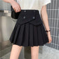 Women's Summer Pleated Skirts Button Design Irregular High Waist Slim A-line Skirts Safety Pants Lining Mini Skirts All Match Casual Tennis Skirt