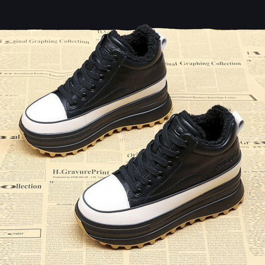 High-top Casual Shoes Women Autumn and Winter All-match Thick-soled White Shoes Sports Shoes Loose Shoes Board Shoes Plus Velvet Shoes