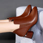 High Heel Leather Ankle Boots Fashion Women Chunky Heeled Short Booties Chelsea Women's Boots