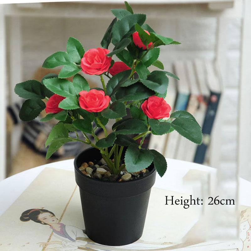 Silk Flower Plastic Flower Small Potted Bonsai Floor Decoration Artificial Flower Furnishings Living Room Table Decoration Floristry Plant