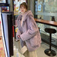 Autumn and Winter Hooded Rabbit Fur Coat Fleece Loose Thick Coat Solid Color Faux Fur Coat Large Size