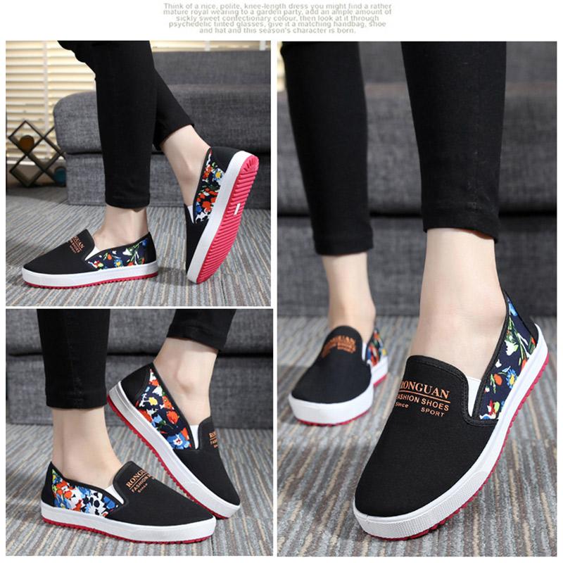 Cloth Shoes Women's Shoes Flat Heel Casual Shoes Single Shoes Running Shoes Women's One-step Shallow Mouth Low-top Student Shoes