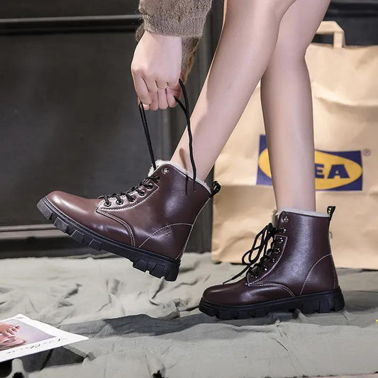 Snow Boots Women Winter New Plus Velvet Warm Martin Short Boots Waterproof and Cold All-match Plus Cotton Shoes