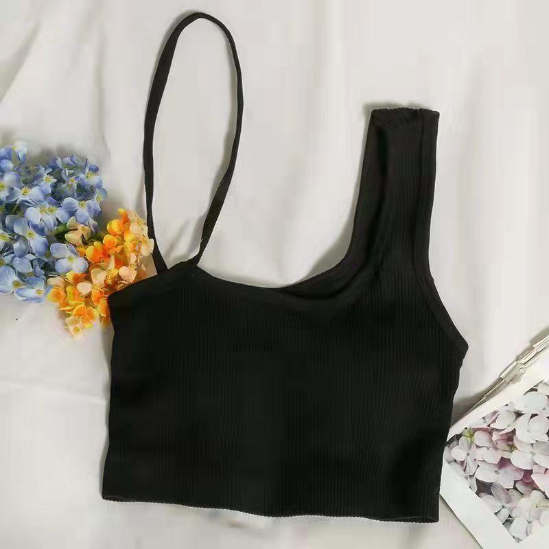 Half Turtleneck Sling Girl Sexy Vest Female with Chest Pad Outside Wear Inside Wear-proof Slim Top Wrap Chest Lingerie Yoga Fitness Sport Bar