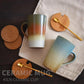 Large-capacity Ceramic Drinking Cup with Lid Spoon Mug Retro Home Coffee Cup Japanese Teacup Men and Women Couple Cups