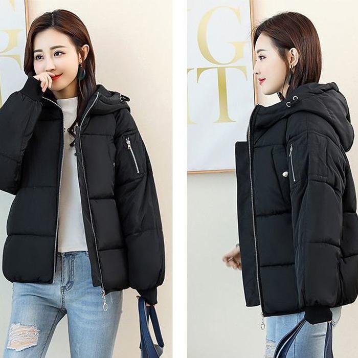 Off-white Women's Fashion Short Jacket Winter Thick and Loose Plus Size Down Padded Jacket Trend Wild Hooded Ladies Padded Jacket