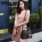 Leather Shoulder Bag Women Crossbody Tote Bag Metal Pendant Hanging Ornament Handbags