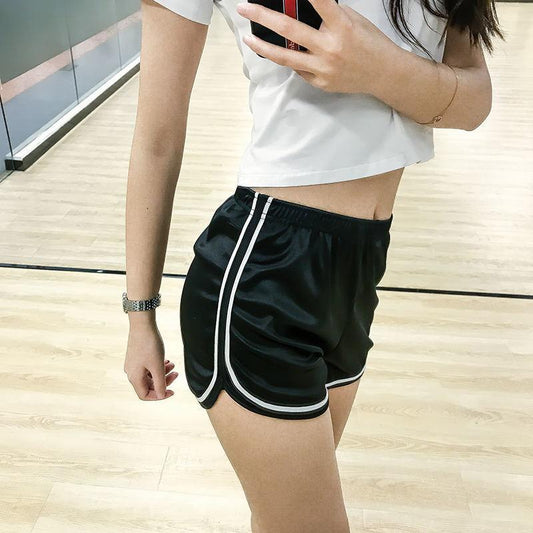 European and American Summer Sports Shorts Women's Thin Section High Waist Smooth Fitness Running Pants Casual Home Pajamas