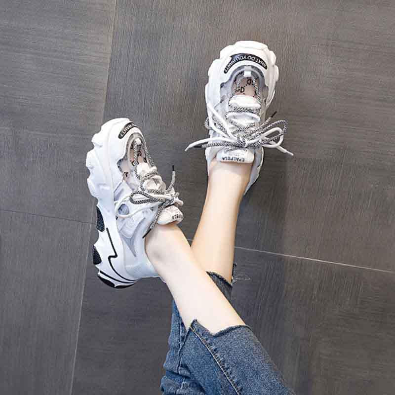 Plus Size 35-40 Summer Ulzzang Women Mesh Letter Sneakers Student Non-slip Basketball Shoes Breathable Running Shoes