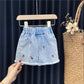 Children's Clothing Girls Summer Two-piece Denim Shorts + Girl Baby Half-sleeved T-shirt Sweet Strawberry Top