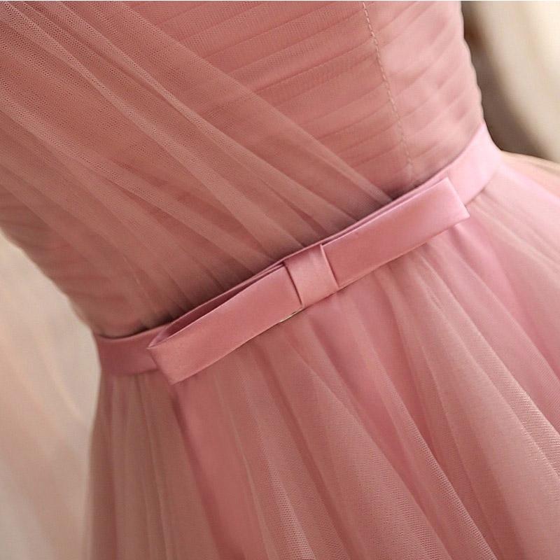 Fashion Solid Tulle One Shoulder Bandage Short Formal Wedding Evening Party Prom Bridesmaid Dress