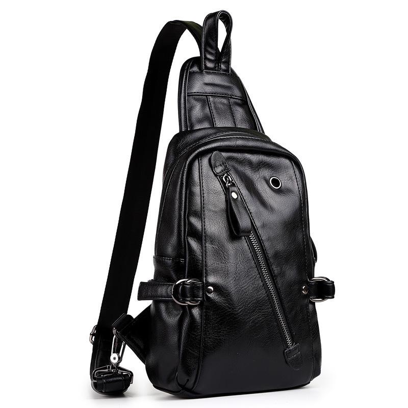 Chest Bag Men's Large Capacity with Headphone Hole Messenger Bag Outdoor Riding Sports Shoulder Bag