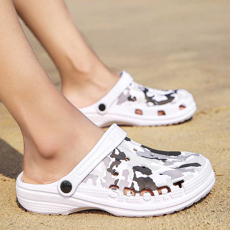 Summer Cave Shoes Men's Sandals Beach Shoes Large Size Camouflage Outdoor Two Wear Hollow Slippers Men