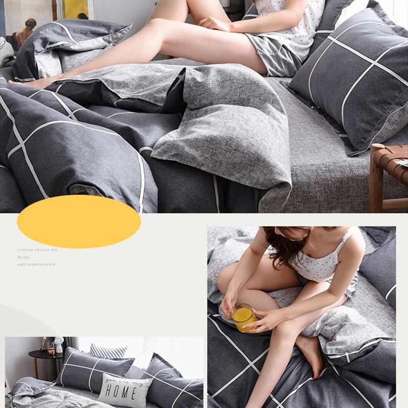 Thick Warm Pure Cotton Brushed Four-piece 100% Long-staple Cotton Student Dormitory Simple Bedding