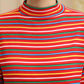 Mom Spring and Autumn Long Sleeve T-Shirt Striped Top Short Casual Bottoming Shirt