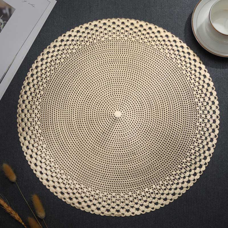 1pcs/2pcs/4pcs Gold Placemats & Coasters Round Vinyl Place Mat for Kitchen Dining Table Wedding
