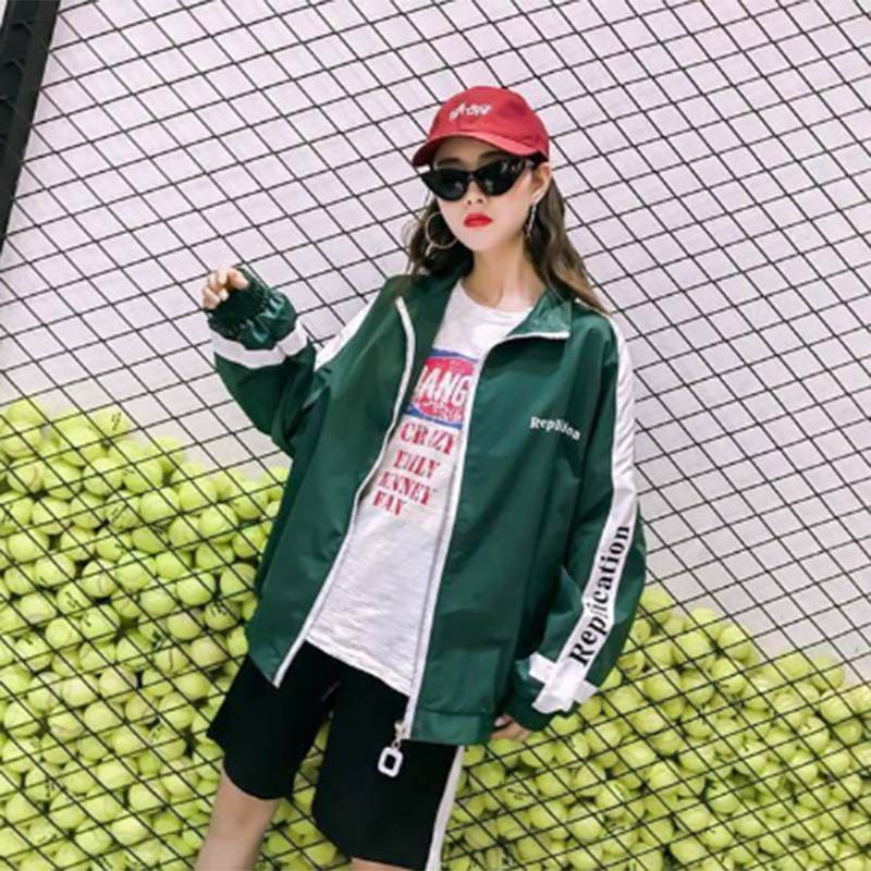Spring and Autumn Sports Jacket Women Harajuku Personality Short Jacket Large Size Loose Jacket