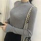 Winter Half Turtleneck Pullover Sweater Bottoming Shirt Women Slim Tight white Sweater