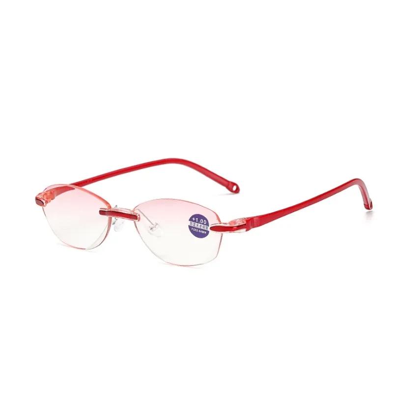 Women's Ultra-light Frameless Reading Glasses Anti-blue Light Radiation Glasses Middle-aged and Elderly High-definition Glasses Eyewear