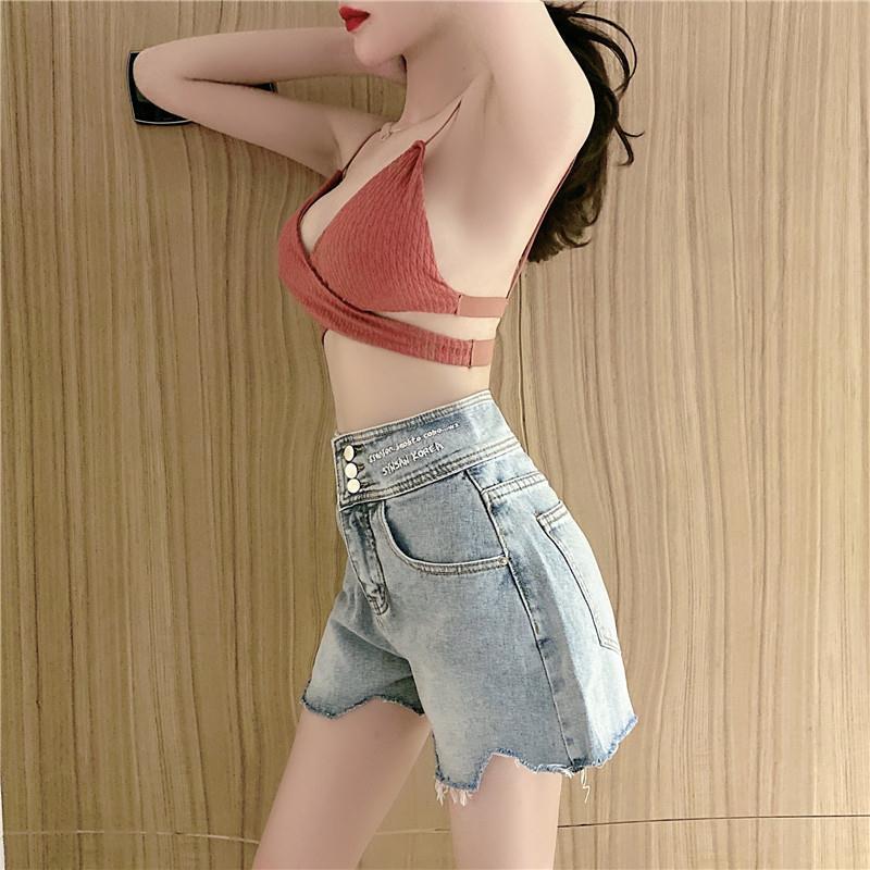 WTEMPO High Waist Raw Denim Shorts Women Summer Loose Large Size Was Thin Wide Leg Embroidery A-line Pants