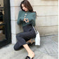 Fashion Sweater Women's Button Design Autumn and Winter Wild Slim Bottoming Sweater