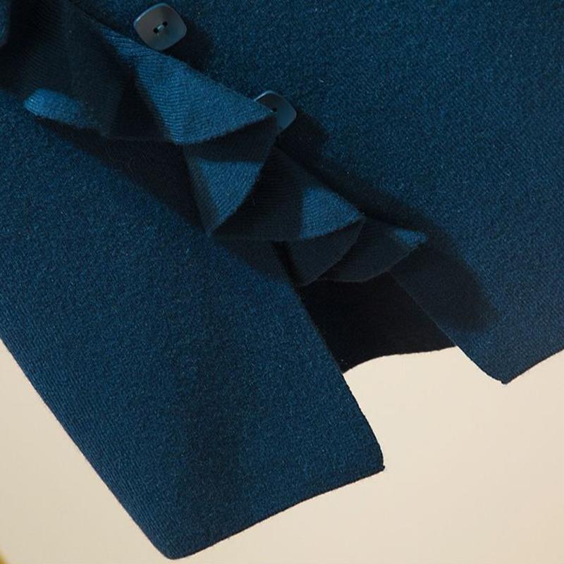 Knitted Skirt Women's Autumn Winter Skirt Winter with Sweater Wooden Ears Hip Single-breasted Skirt