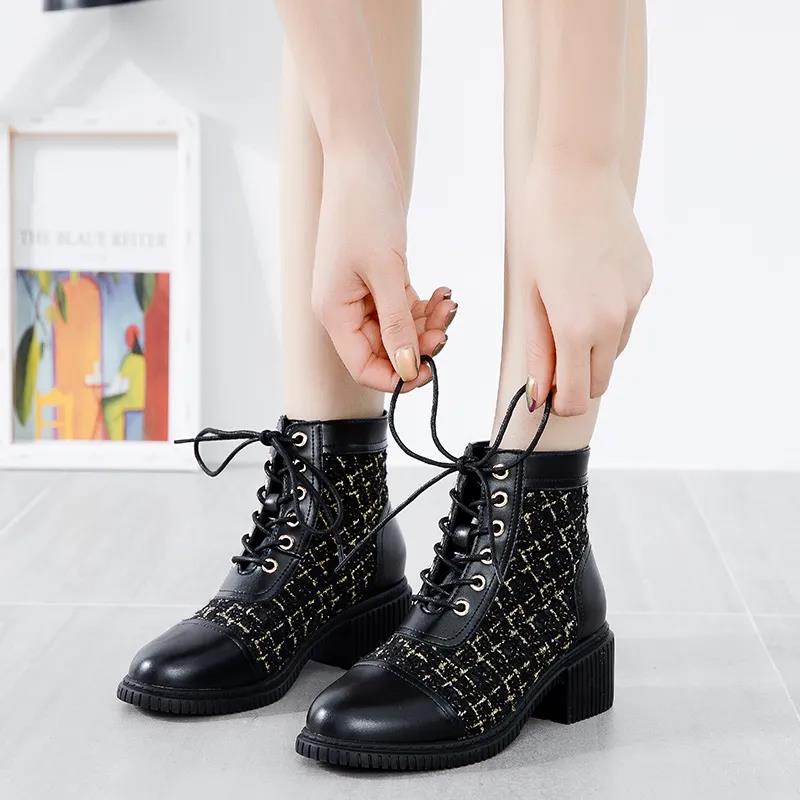 Women's Boots Martin Boots Women's Spring and Autumn Single Boots Thick High-heeled Boots All-match Women's Boots