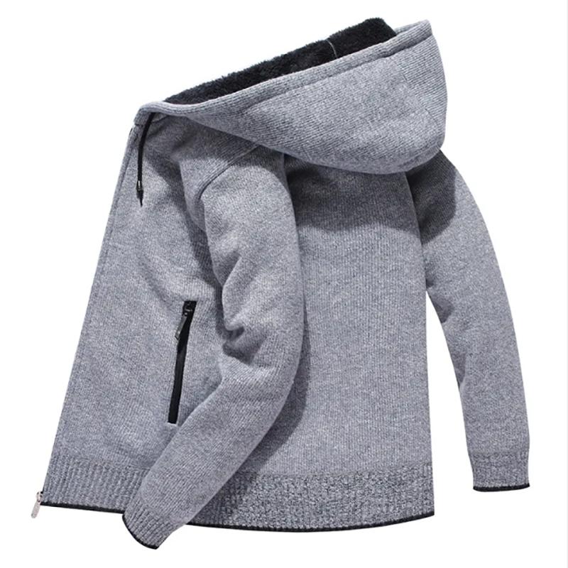 Sweater Men's Hooded Casual Young and Middle-aged Plus Velvet Thick Sweatshirts Pure Color To Keep Warm