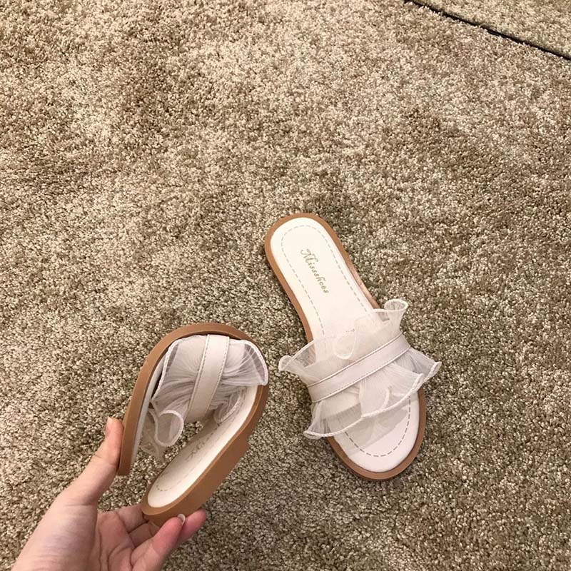 Slippers Women All-match Fashion Outer Wear Summer Flat Non-slip Sandals and Slippers Pregnant Women Soft Bottom Lace
