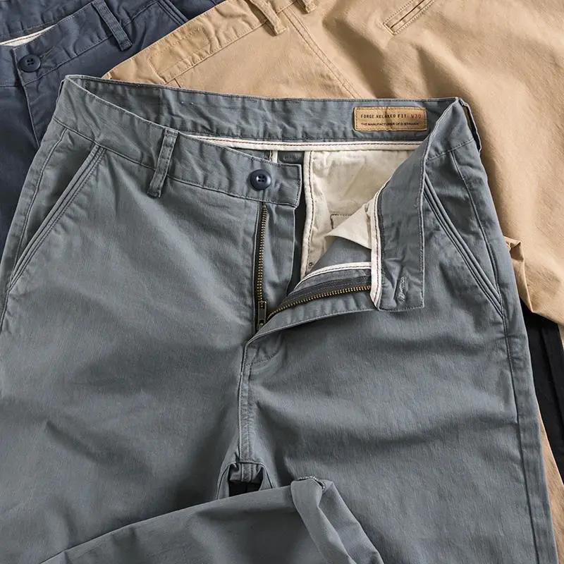 Autumn Men's Loose Straight Casual Pants Natural Washed Fishbone Micro-elastic Overalls Men's Pants