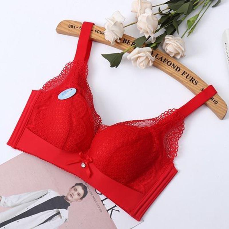 Large Size Women Lace Bras Beauty Back Gathered Bra Front Buckle Fashion Gathered Bras