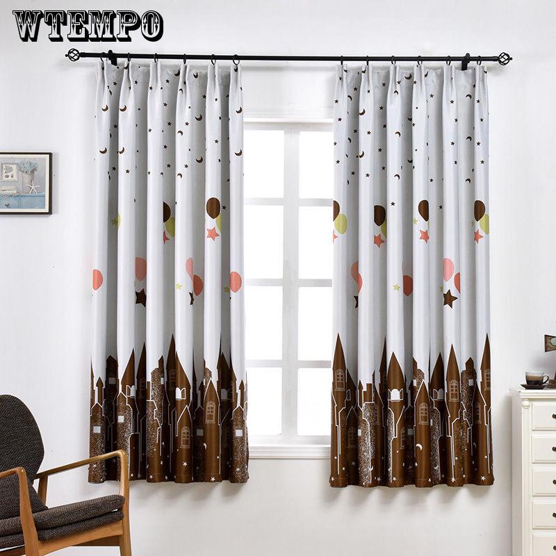 Curtain Finished Bedroom Simple Shading Insulation Curtain Printing Shading Short Curtain