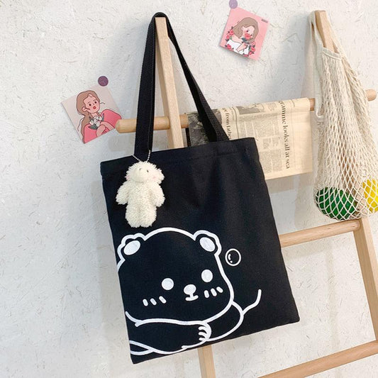 Bag Female Cute Girl Heart Large Capacity Wild Korean Student One-shoulder Portable Canvas Bag