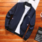 Baseball Collar Jacket Men's Loose Casual Top Thin Gown Simple Short Men's Stand Collar Long Sleeve Zipper Jacket