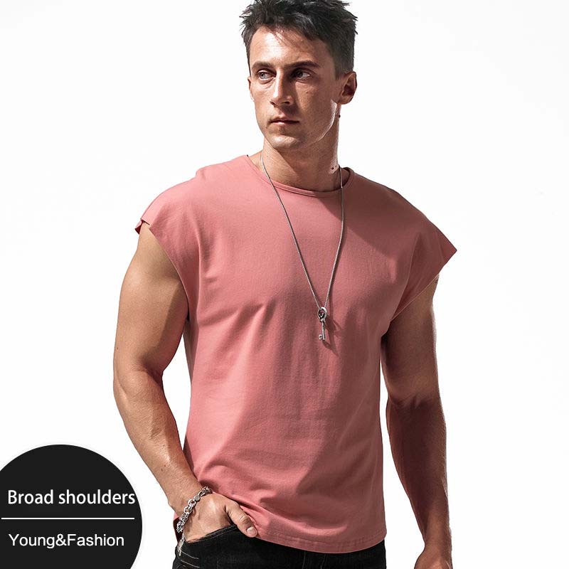 Sports Fitness Vest Men's Waistcoat Outer Wear Loose Running Trend Sleeveless T-shirt Cotton Wide Shoulder Vest