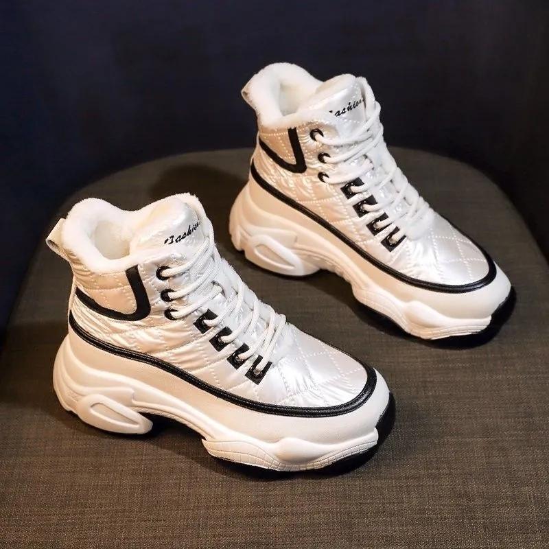 Soft Leather Leisure Pine Cake Snow Boots Winter Plus Velvet Warm Cotton Shoes Sports Shoes Casual Shoes Waterproof