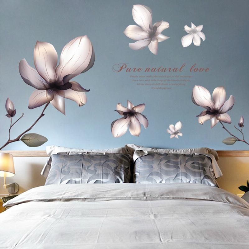 New purple dream flower magnolia flower bedroom sofa pvc transparent film