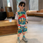 Kids Boys Clothes Boy Summer Clothing Sets Short Sleeves Print Tops Shirt+Flower Shorts Suits Children Clothing