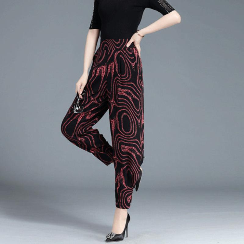 Autumn and Summer Style Fall Feeling Pattern Bloomers Cropped Trousers Feet Pants Women Loose Harem Pants