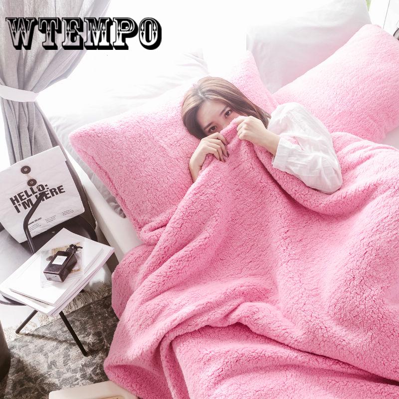 Home Textile Bedding Sets 4pcs/set Lamb Cashmere Winter Warm Bed Linen Set Plush Duvet Cover