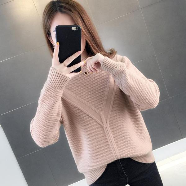 Thick Sweater Women Autumn and Winter Korean Loose Short Long Sleeves Versatile Bottoming Sweater Outer Wear