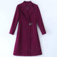Women Wool Outwear Winter Wool Coat Long Sleeve Turn-Down Collar Blends Jacket Lady Overcoats