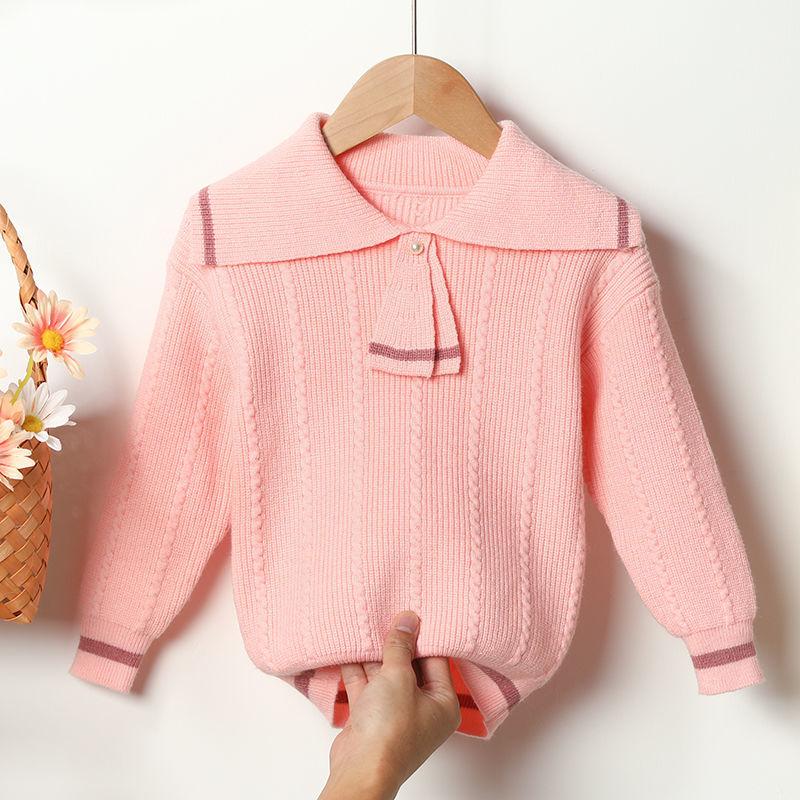 Girls Sweater 2021 Children's Clothing Autumn Baby Knit Sweater Children's Bottoming Shirt Small Fragrance Top Spring