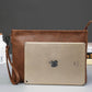 Business Briefcase Men Retro Brown Waterproof Soft Leather IPad Tote Shoulder Bags Computer Bag